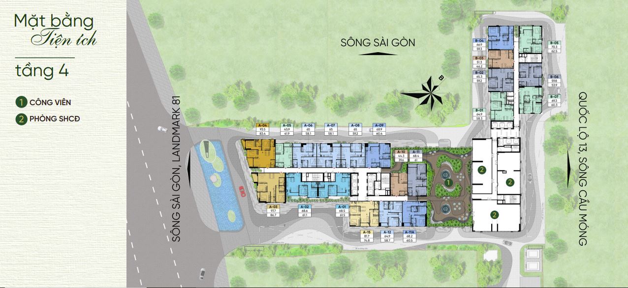 Mặt bằng tầng 4 dự án at saigon riverside