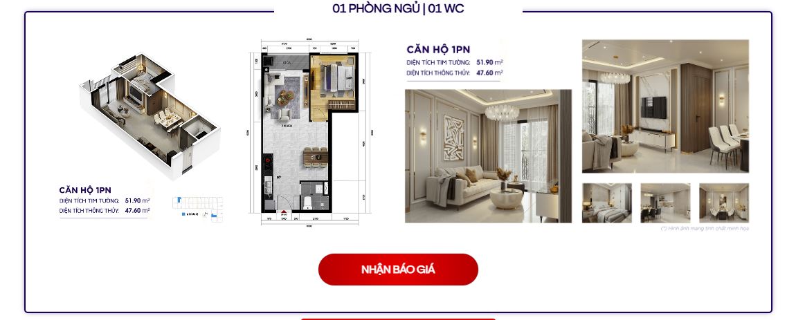 Nhận báo giá căn 1 phòng ngủ