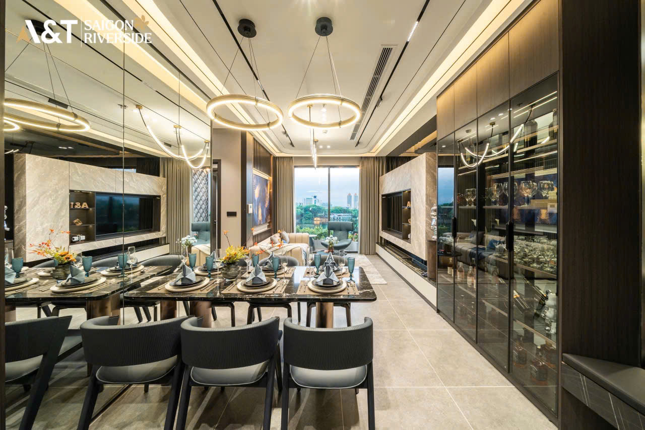 Góc nhìn Phòng khách căn hộ 2PN at saigon riverside