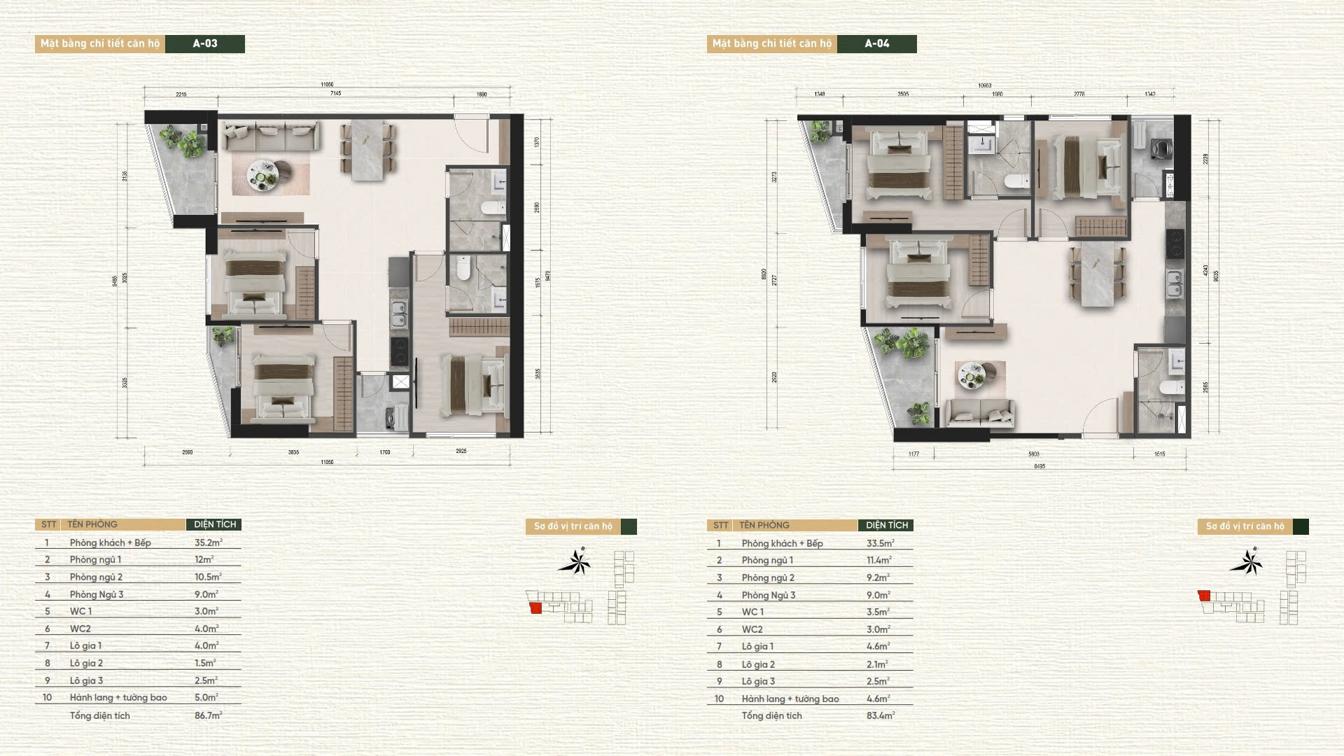 layout căn 3PN góc dự án at saigon riverside