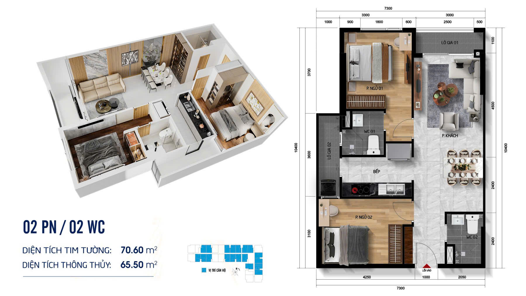 layout căn 2pn dự án symlife