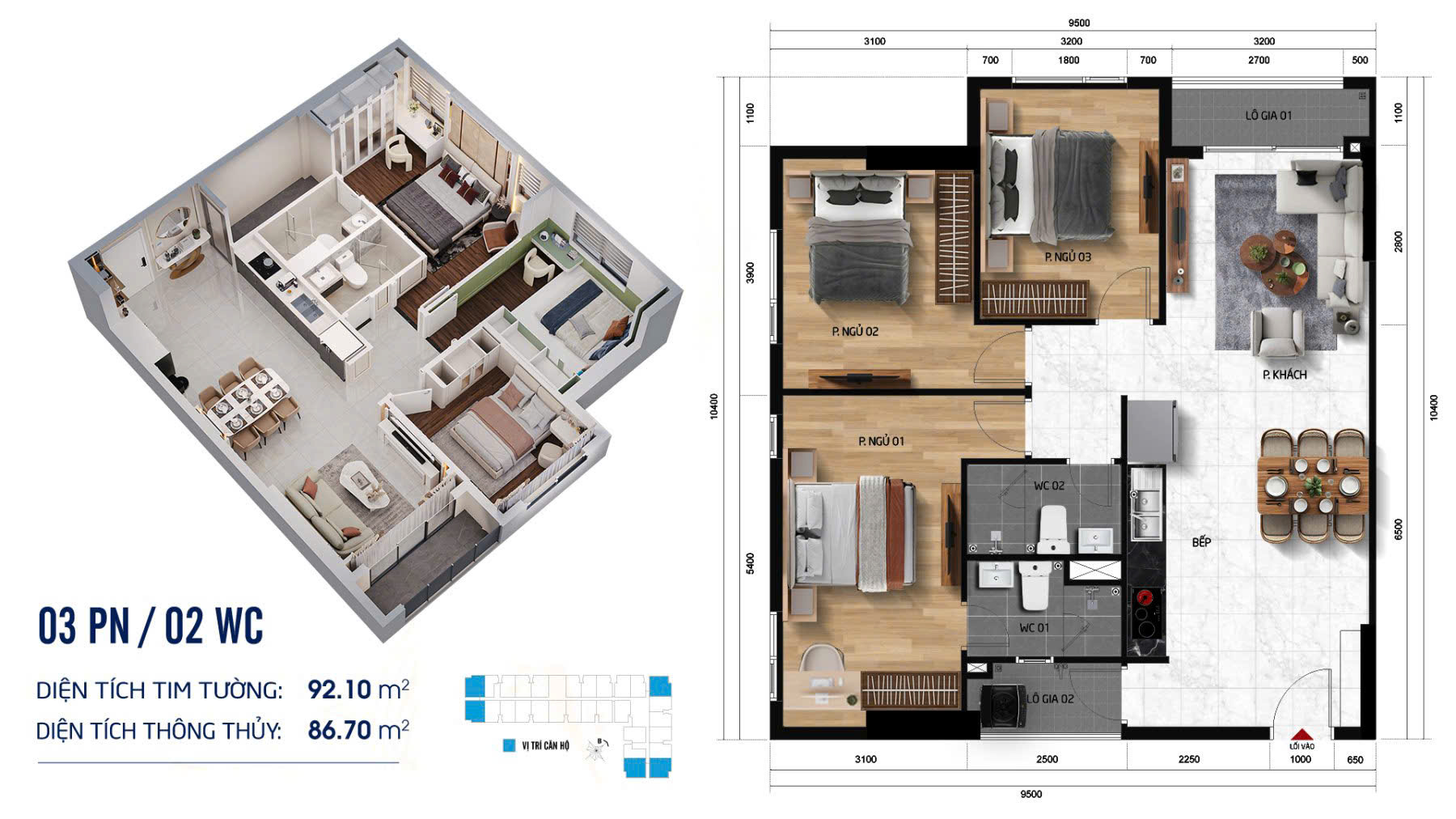 layout căn 3pn dự án symlife