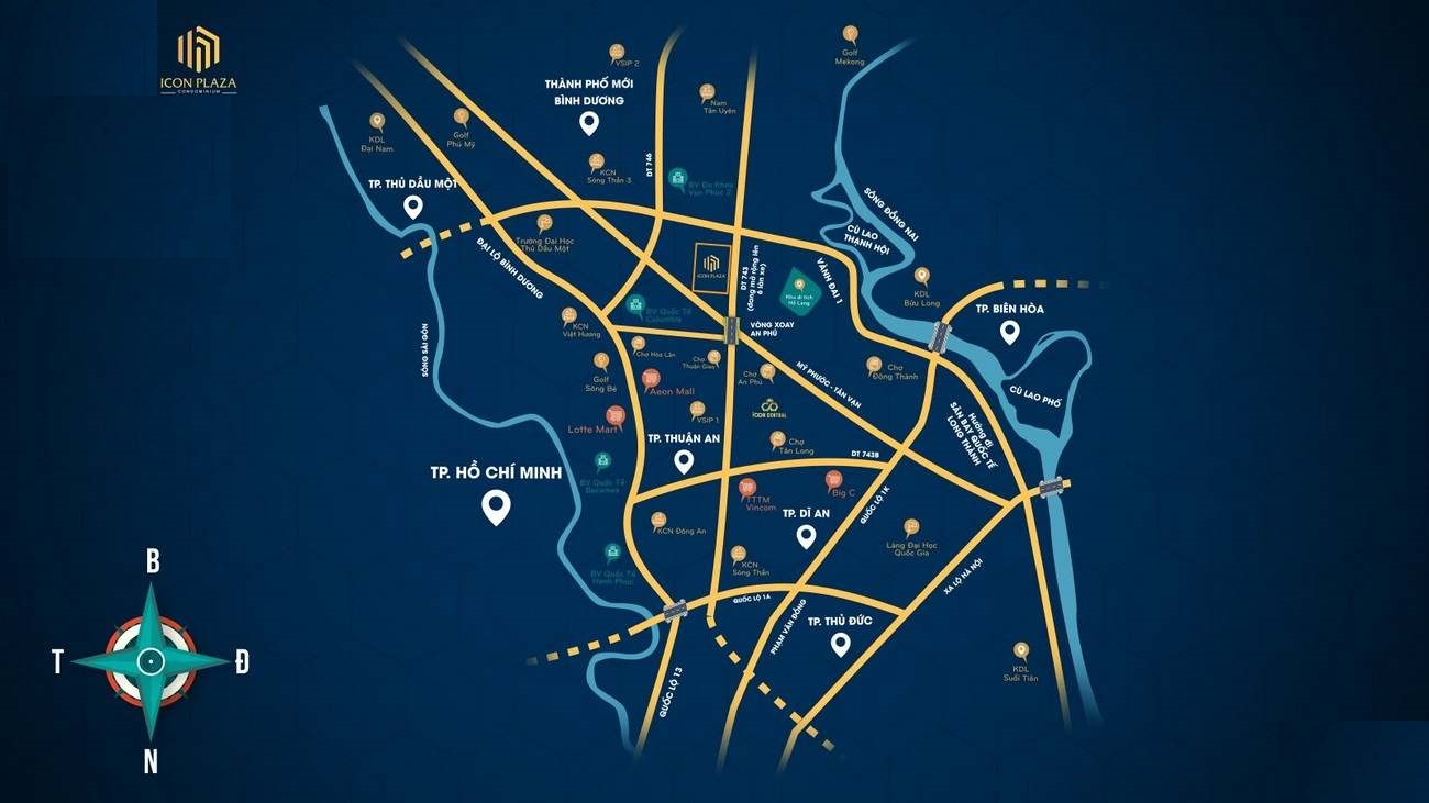 Vị trí địa chỉ dự án căn hộ chung cư Icon Plaza Thuan An Đường Vòng Xoay An Phú chủ đầu tư Phú Hồng Thịnh