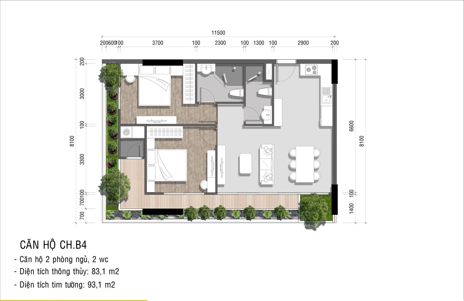 layout căn hộ ava center