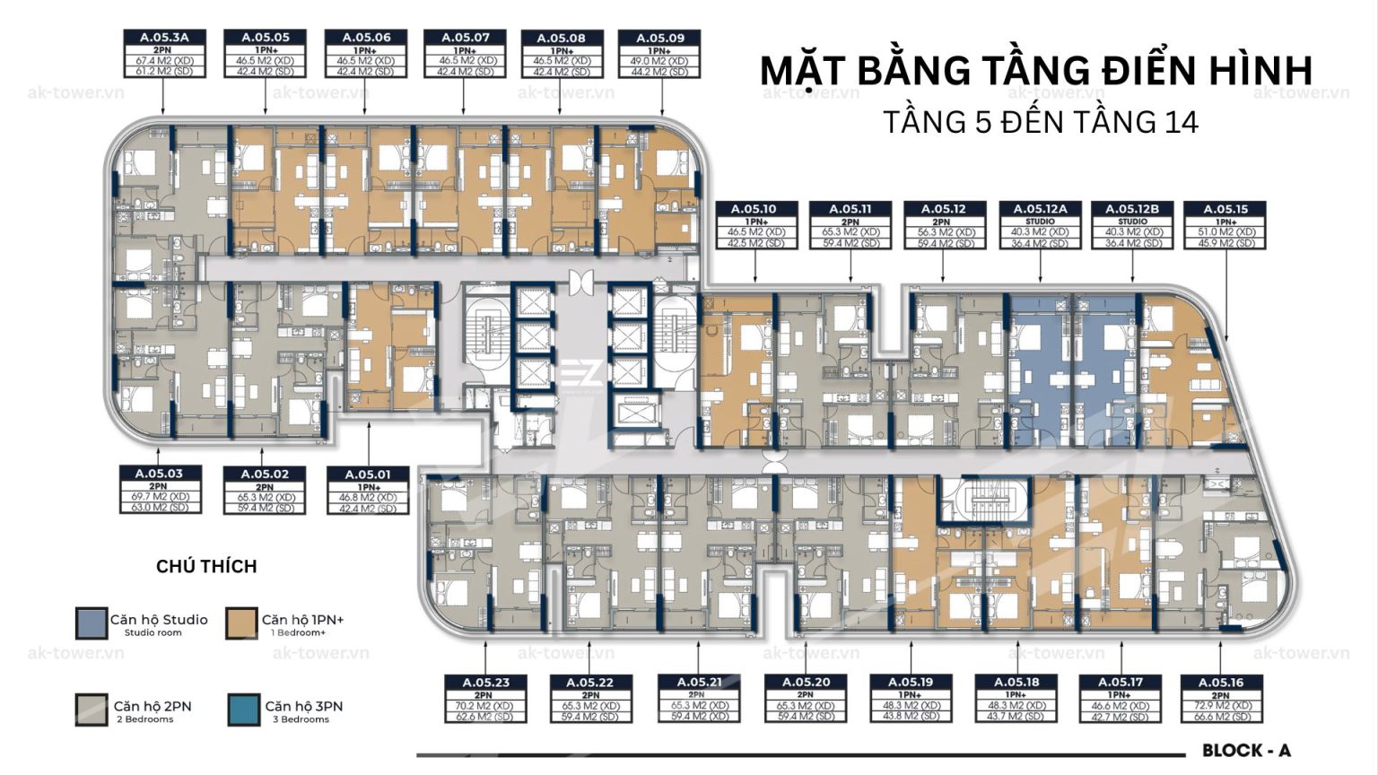 Mặt bằng căn hộ ak tower