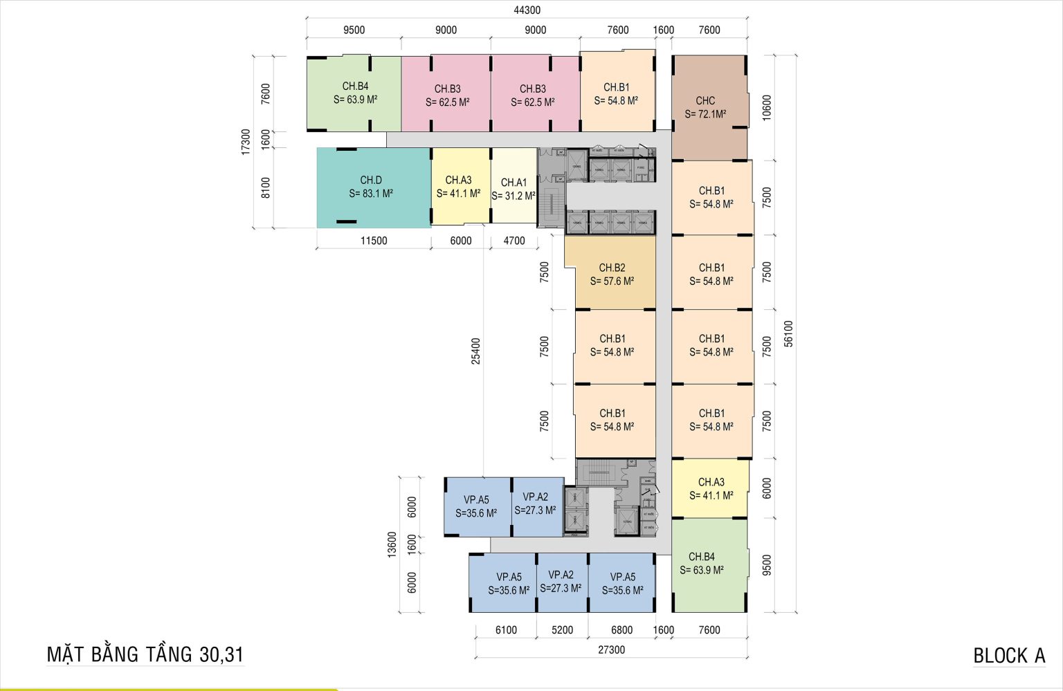 mặt bằng căn hộ ava center