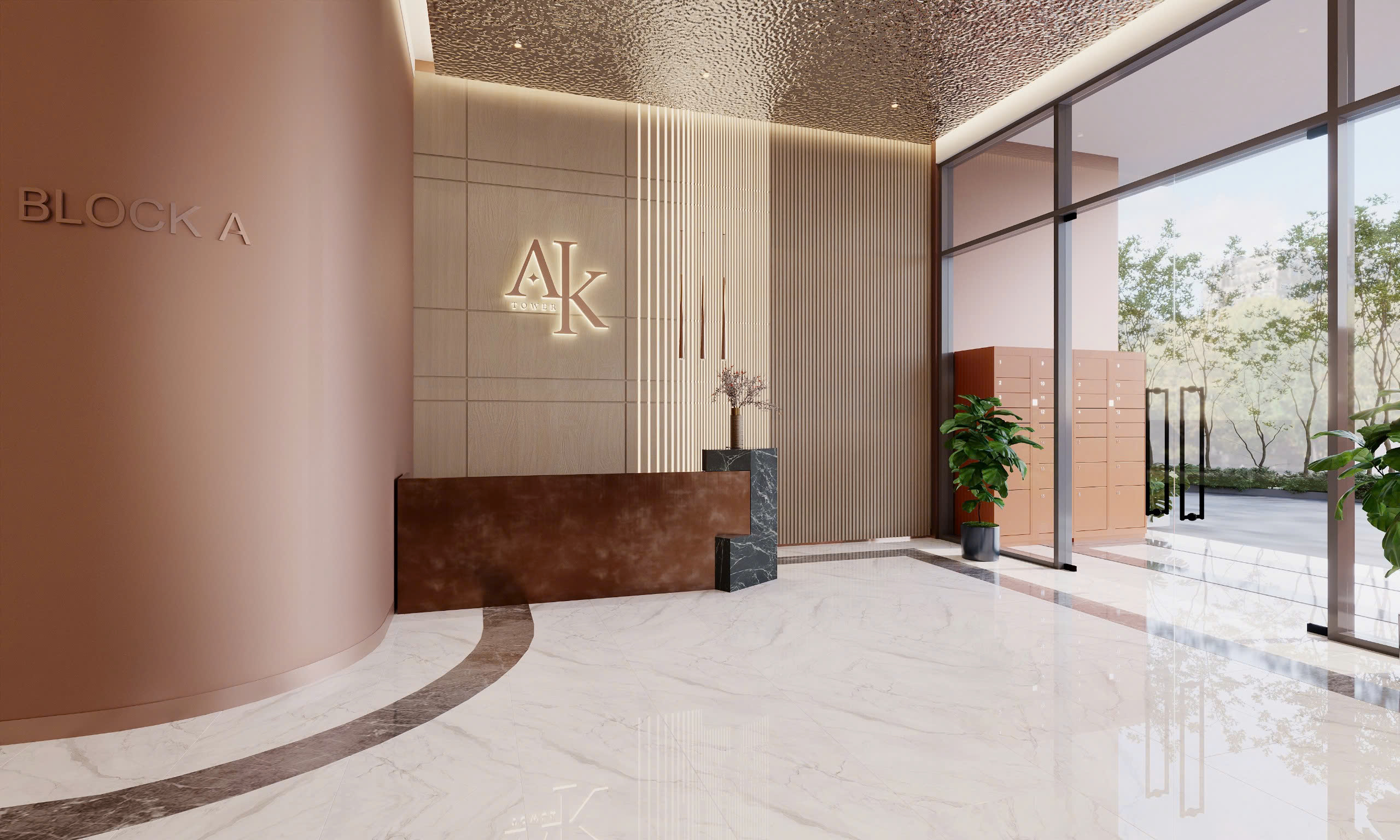 sảnh đón khách tháp A của ak tower