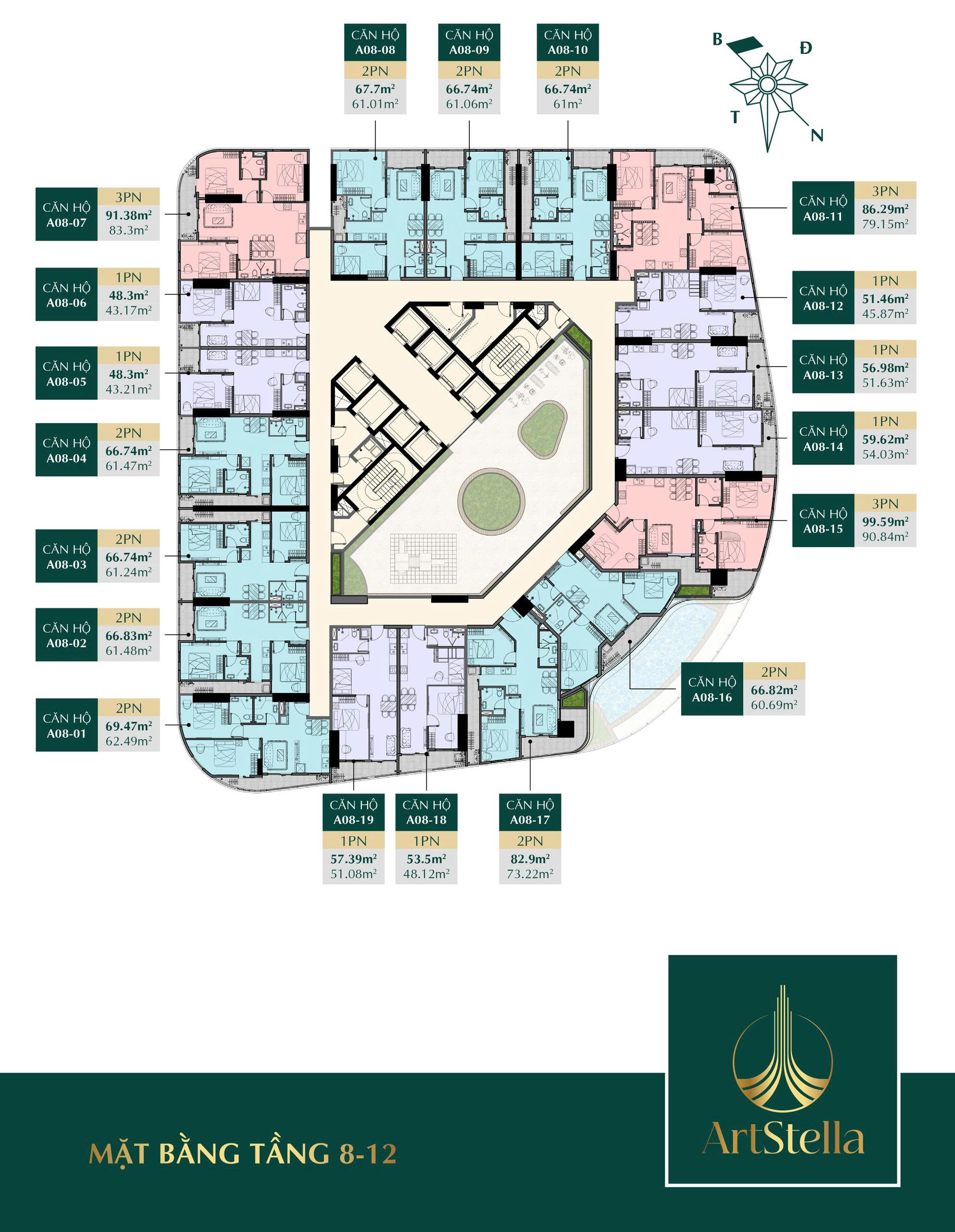 Mặt bằng T8 - 12 Art Stella