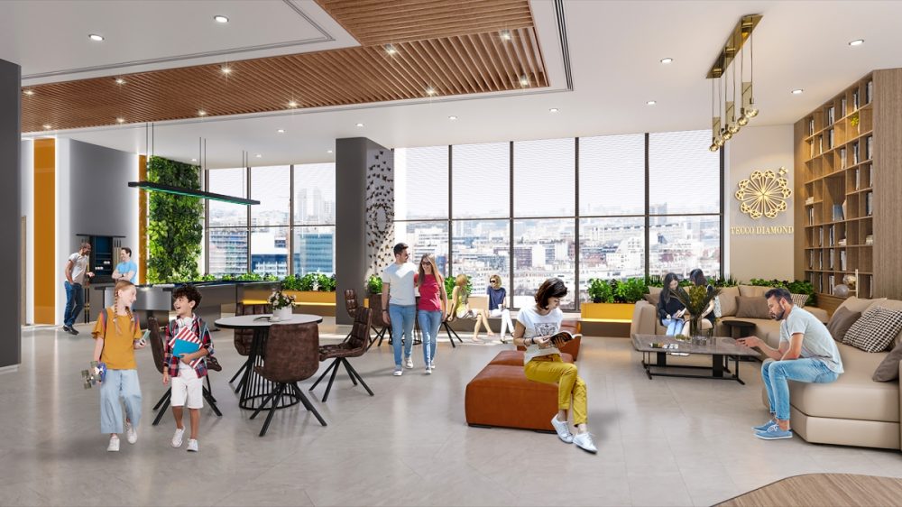 Phòng đọc sách tại căn hộ Diamond Boulevard