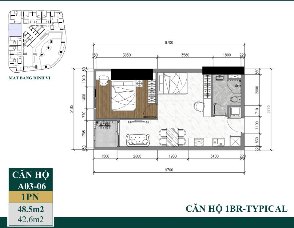 Thiết kế căn 1pn căn hộ art stella