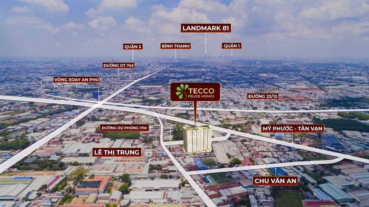 Vị trí dự án Tecco Felice Homes Thuận An