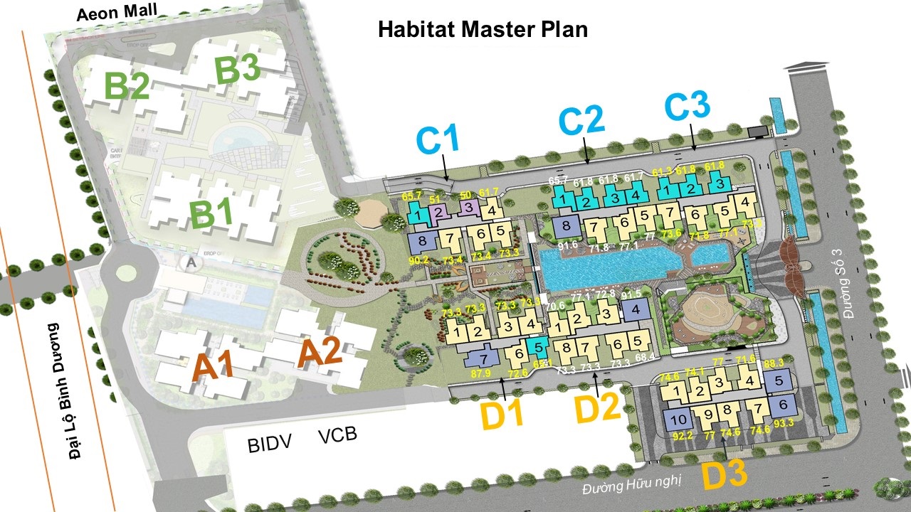 mặt bằng tổng thể dự án habitat